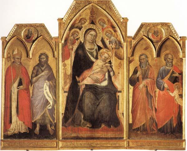 Spinello Aretino Madonna and Child Enthroned with SS.Paulinus,john the Baptist,Andrew,and Matthew Norge oil painting art